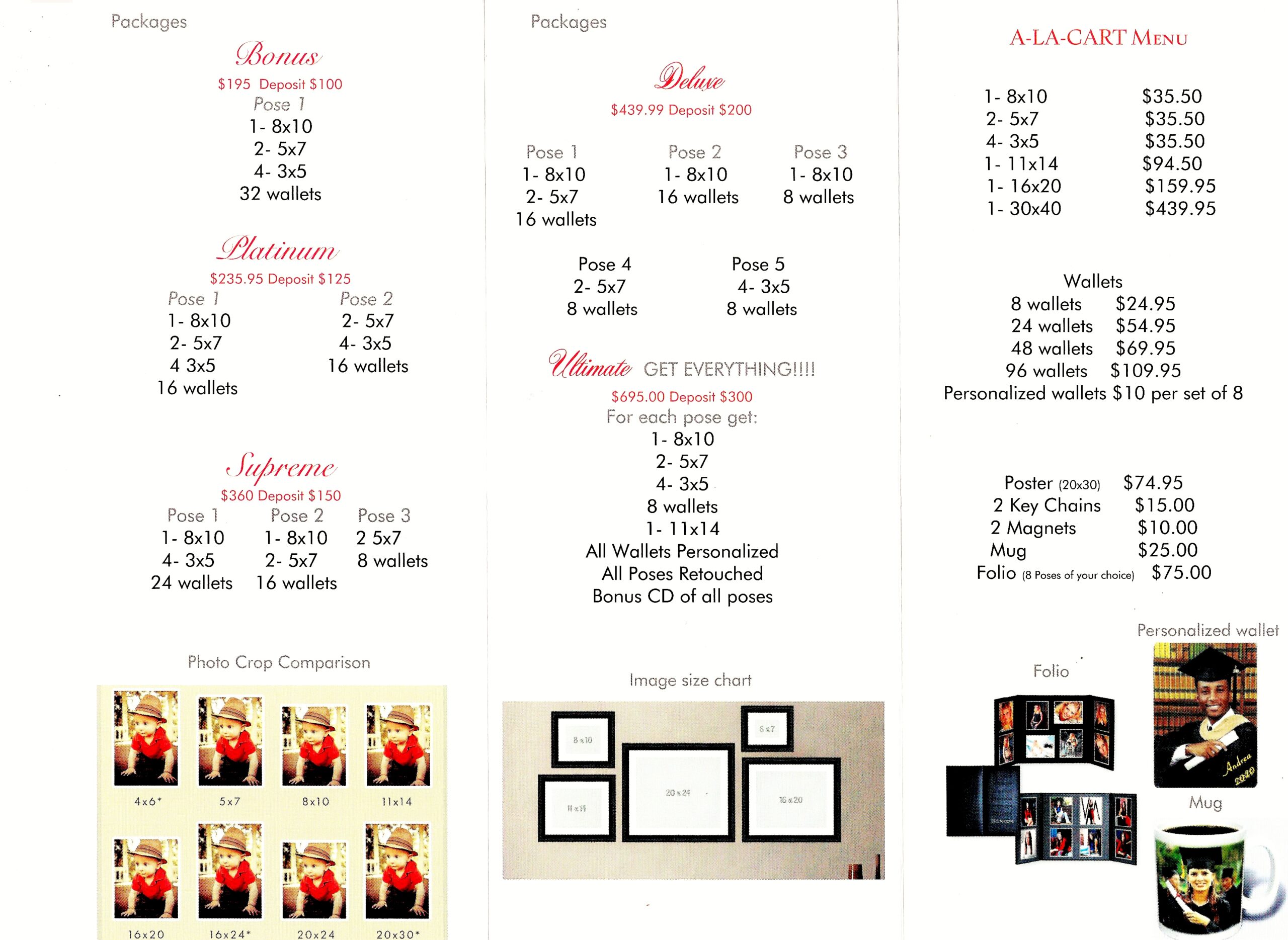 Earl Howard Studios Price List